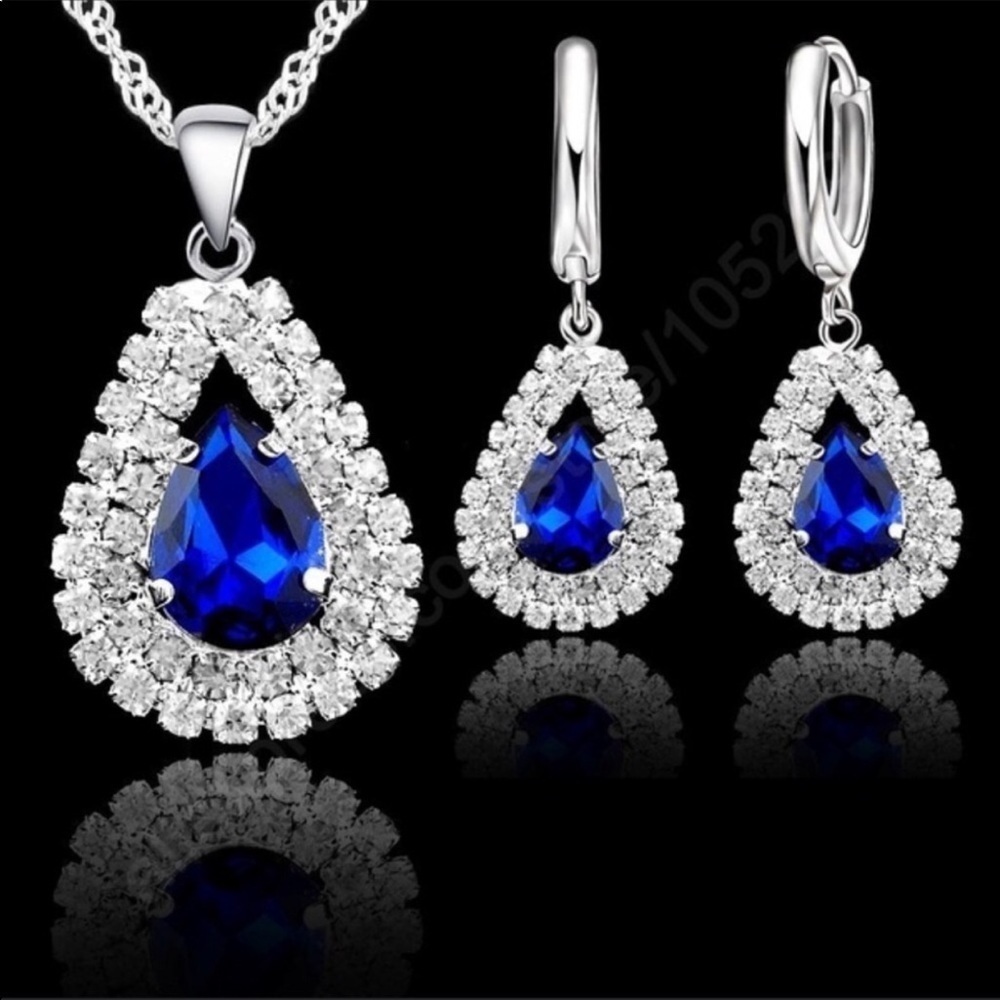 Sapphire crystal necklace set